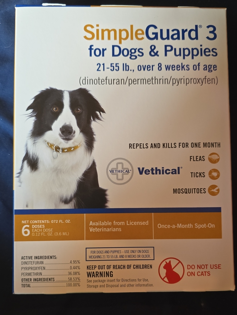 SimpleGuard 3 Once-a-Month Spot-On Flea & Tick Treatment For Dogs 21 - 55lbs